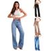 Women's Clothing Stretch Straight Leg Jeans - Comfortable Mid-Rise Denim Pants For Casual & Office Wear (Blue, Light Blue, Black, Khaki, XS/S/M/L/XL)_ecoleips.com