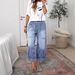 Women's Clothing Women's Loose Casual Jeans Wide Leg Street Style Solid Color Washed Denim Pants For Formal & Casual_ecoleips.com