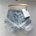 European Station New Denim Shorts Women's High Waist Embroidery Lace Stitching Loose Versatile Wide Leg A Line Hot Pants_ecoleips.com