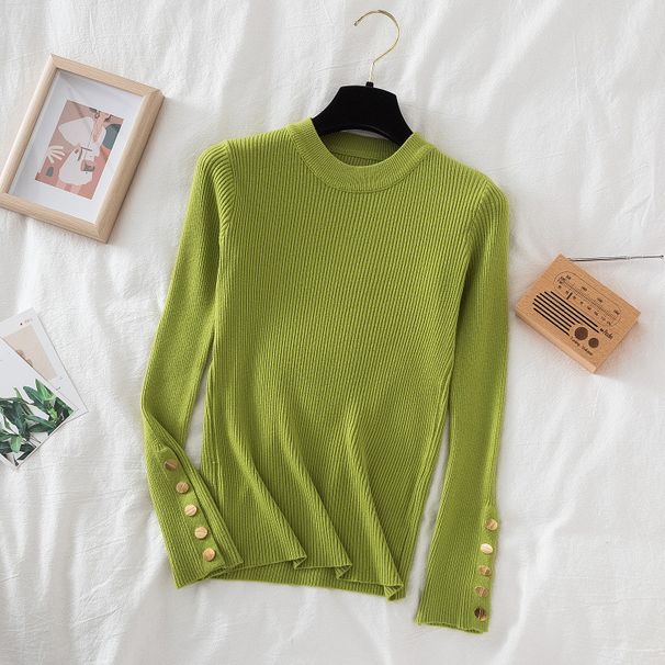 Women's Semi-Turtleneck Knit Sweater Long Sleeve Slim Fit Thermal Lined Casual Pullover Top_ecoleips.com