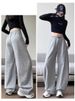 Lamb Wool Black Sweatpants Women's Autumn And Winter 2025 New Large Size Fat Mm Thermal Cotton Pants Banana Sports Wide-leg Pants_ecoleips.com