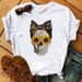 Popular Women's Clothing: Vintage Letter Print, Harajuku Style, Floral Skull White Short-sleeve T-shirt For Women_ecoleips.com
