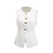 Kk Small Niche Design, Irregular Vest, New Fashionable Round Neck Button Decoration, Slim Fit And Slimming Vest For Women_ecoleips.com