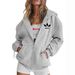 Men's & Women's Oversized Hooded Zip-Up Sweatshirt - Fleece-Lined Pullover With Trendy Print (White/Black/Grey/Red/Pink)_ecoleips.com
