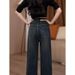 Retro High Waist Slim Fit Stretch Straight Leg Jeans For Women Plus Size Slimming Wide Leg Pants 2026 New Style Curvy Fit_ecoleips.com