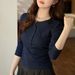 2025 #Craftsmanship Selection # Waist Fold Maillard Chic Bag Cloth Button Long Sleeve T-Shirt For Women's Temperament Pure_ecoleips.com