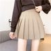 Coffee Pleated Skirt Women's Black Short Skirt Jk New Large Size High Waist Thin A-word Skirt Small Skirt_ecoleips.com