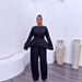 Women’s Crisscross Tie-Front Top & High-Waisted Wide-Leg Pants Set – 2026 Summer Casual Outfit (S-XXL, Black)_ecoleips.com