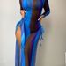 Women's Long Sleeved Swimsuit Cover Up Three Piece Set European American Style Cross Border Best Selling Striped Print_ecoleips.com