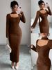 2025 Women's Retro Elegant High-End Knitted Texture Evening Gown Neckline Design Pleated Slim Fit Figure Exquisite Dress_ecoleips.com