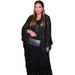 Modes Muslim Abaya Fashion Dress Black Shiny Jacquard Fabric Long Robe Two-Piece Set_ecoleips.com