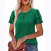 2026 Women Fashion Short Puff Sleeve Top Sweet Ruffle Trim Blouse_ecoleips.com