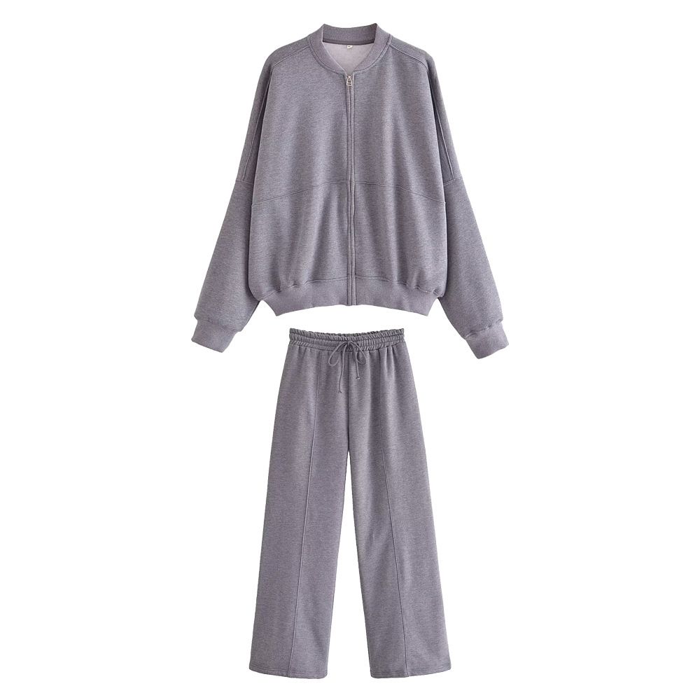 Women's Clothing Autumn And Winter Fashion Personalized Zipper Leisure Sports Suit Long Sleeve Casual Pants Two Piece Set_ecoleips.com