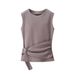 Women's Clothing Women's Style Set Soft Top With Buckle Embellishment And Ribbed Stitching On Pants For Formal & Casual For Women_ecoleips.com