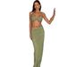Slim-Fit Halter Neck Crop Top & Bodycon Skirt Set, Sexy Ribbed Two-Piece Outfit For Women, Spring Streetwear, Green & Black_ecoleips.com