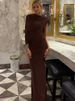 Mozision Irregular Ruched Sexy Maxi Dress For Women Elegant Autumn Inclined Shoulder Pleated Club Party Long Dresses Female_ecoleips.com
