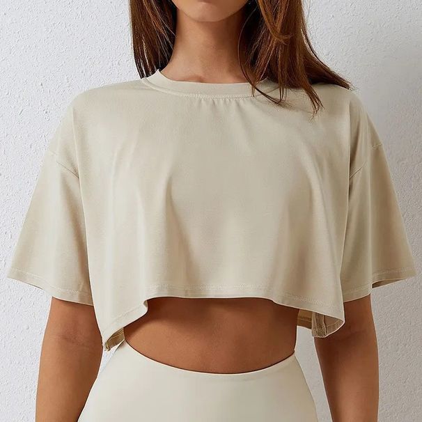 Women's Casual Short Cropped Top Round Neck Fashion Spring Summer For European American_ecoleips.com