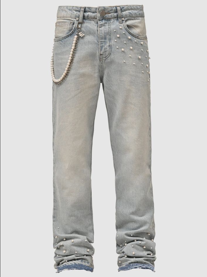 Women's Clothing Fashion Ins Hot Elastic Diamond Straight Jeans_ecoleips.com
