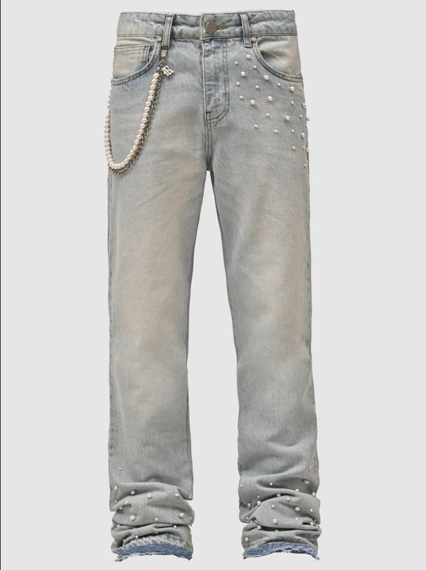 Women's Clothing Fashion Ins Hot Elastic Diamond Straight Jeans_ecoleips.com