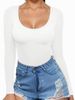 Aria Basics Aria Basics 2024 Women's Low Round Neck Long Sleeve Sexy Slim Fit T-Shirt Waist-Cinching Top European And American Style_ecoleips.com