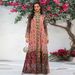 Women's Long Sleeve Embroidered Kaftan Dress – Flowy Maxi Dress With Ethnic Print & Beading (Polyester, S-Xxl, Multi-Color)_ecoleips.com