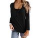 Women's Long Sleeve T-Shirt Button Up Casual Top Solid Color Autumn Fashion For Women_ecoleips.com
