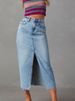 K Sexy And Spicy Girl Half Skirt A-line Style Slit Slimming Denim Half Skirt_ecoleips.com