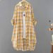 Long, Loose-Fitting Autumn Checkered Shirt For Women-A Versatile Cardigan-Style Outerwear Perfect For Casual Wear, Easil_ecoleips.com
