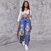 Jeans For Women 2024 New European And American Trend Washed Ripped High Waist Straight Long Pants_ecoleips.com