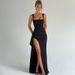 Women's Clothing Evening Dress Long Skirt Summer Fashion Sexy Suspenders Backless High Slit Dress_ecoleips.com