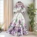 Elegant Women's Printed Suit Set with Lantern Sleeves And High-Waisted Skirt Button-Up Top European And American High-End Style for 2024_ecoleips.com
