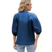 Women's Clothing Spring New Retro Loose Neckline Tie Denim Shirt Bow Tie Top Women_ecoleips.com