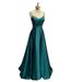 Women's Clothing New Dark Green Sling V Neck Simple Wedding Party Dress Sling Banquet Catwalk Fashion Dress_ecoleips.com