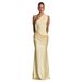 Women's Clothing Elegant One Shoulder Asymmetrical Neckline Pleated Satin Long Dress Style High Waisted Slim Fit Bodycon_ecoleips.com