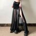 Verve 2025 Summer New Women's Solid Color Slim Street Fashion High Waist Mesh Split Skirt_ecoleips.com