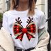 European And American Cross-border Foreign Trade Clothing Christmas Bow Round-neck Printed Women's Short-sleeve T-shirt_ecoleips.com