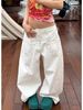 Unisex Punk Style Embroidered Jeans – Oversized Streetwear Denim Pants With Edgy Print (White, S-3XL)_ecoleips.com