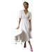 Pure Cotton Printed Dress European And American 2025 New Women's Puff Sleeve V Neck Lace Short Sleeved Printed Dress_ecoleips.com