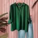 Verve 2025 Women's V-neck Casual Loose Three-quarter Lantern Sleeve Shirt Top_ecoleips.com