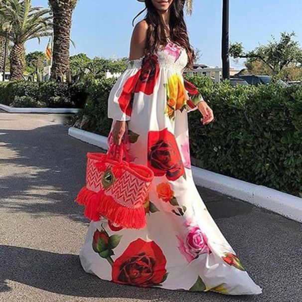 Women's Clothing Tube Top Printed Long Skirt _ecoleips.com