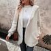 Women's Clothing hot selling autumn and winter new wave pattern double faced fleece hooded cardigan jacket white coat_ecoleips.com