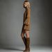 Elegant Retro Suede-Like Short Dress With High Neck & Long Sleeves – Women's Vintage-Inspired Fall/Winter Mini Dress (Brown/Black/Army Green)_ecoleips.com