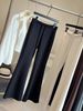 Springtime Petite Grey Cloud Cotton High-Waisted Flared Pants for Women Drawstring Draped Relaxed Casual Sporty Bottoms_ecoleips.com