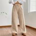 Women's Fleece Lounge Pants - High Waisted Wide Leg Sweatpants For Winter, Soft & Warm Flannel Joggers In Black, Khaki & Camel_ecoleips.com