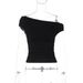 European And American Cross Border Summer New Versatile Solid Color Asymmetrical Off Shoulder Sexy Style Top For Women, Foreign Trade Wholesale_ecoleips.com