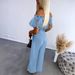 Women's Clothing One Shoulder Lace Jumpsuit With Original Fabric Belt_ecoleips.com