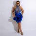 Women's Clothing Backless Rhinestone Halter Neck Dress_ecoleips.com