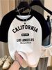 Women's California Graphic T-Shirt With Heart Design EST 1776 LOS ANGELES United States Print Casual T Shirt Graphic Y2k Tshirt_ecoleips.com