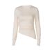 European And American Best-Selling Women's Clothing 2025 Summer New Fashion Slim Fit Round Neck Long Sleeve Asymmetrical_ecoleips.com