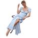 Casual European American Style Fresh For Women, Summer French Floral Print Dress With Tie, Puff Sleeves, And Square_ecoleips.com
